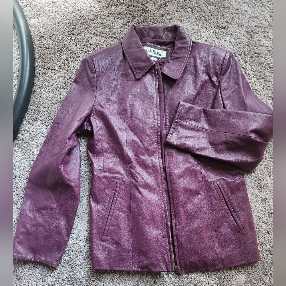 Vintage Purple LA-Rose Leather Jacket Blazer, Size Large